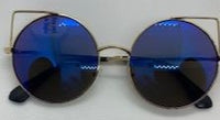 Cat Eye Gold Metal Frame with Blue Tint